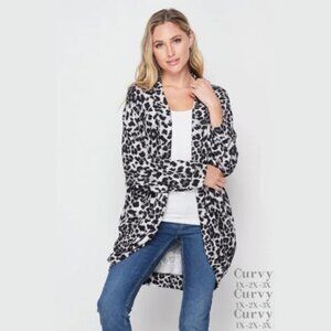 Black/Gray/White Leopard Print Soft Cocoon Over piece HoneyMe Boutique sz XXL